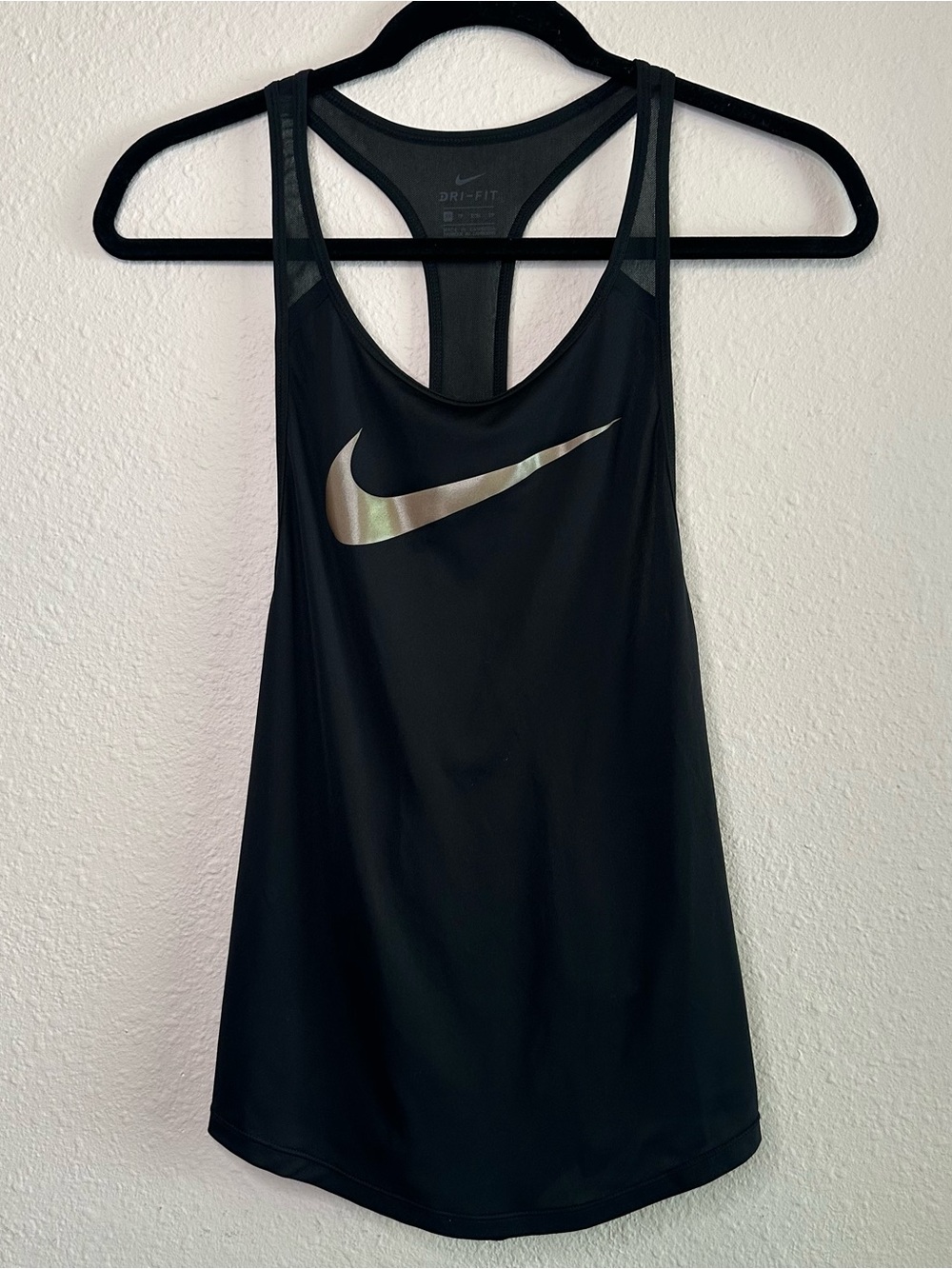 Nike Women’s Black Dri-FIT Racerback Mesh Swoosh Tank XS